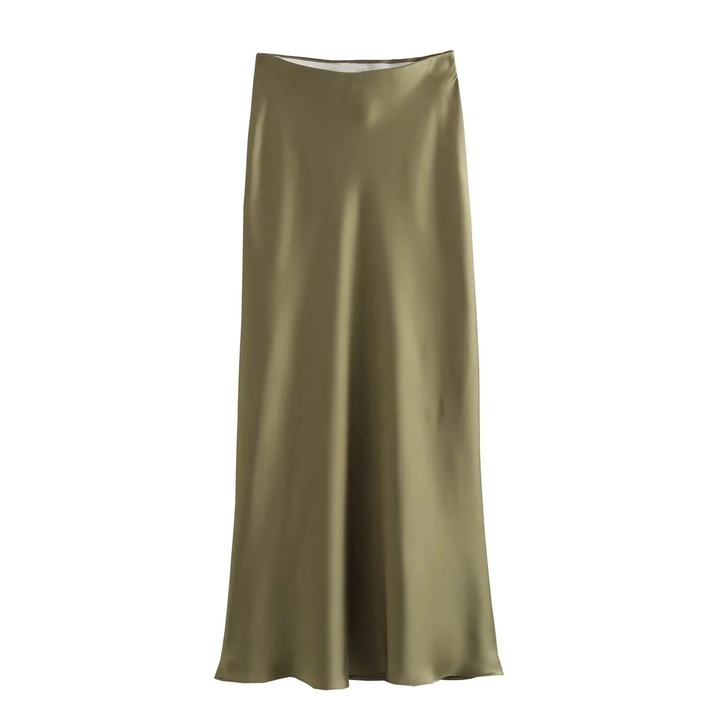 Women's High Waisted Satin Maxi Skirt