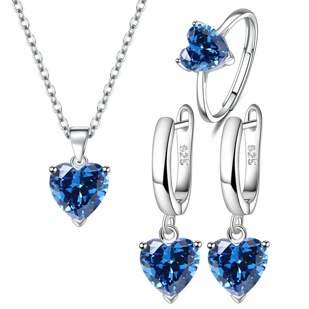 925 Silver Jewelry Set - Heart Zircon