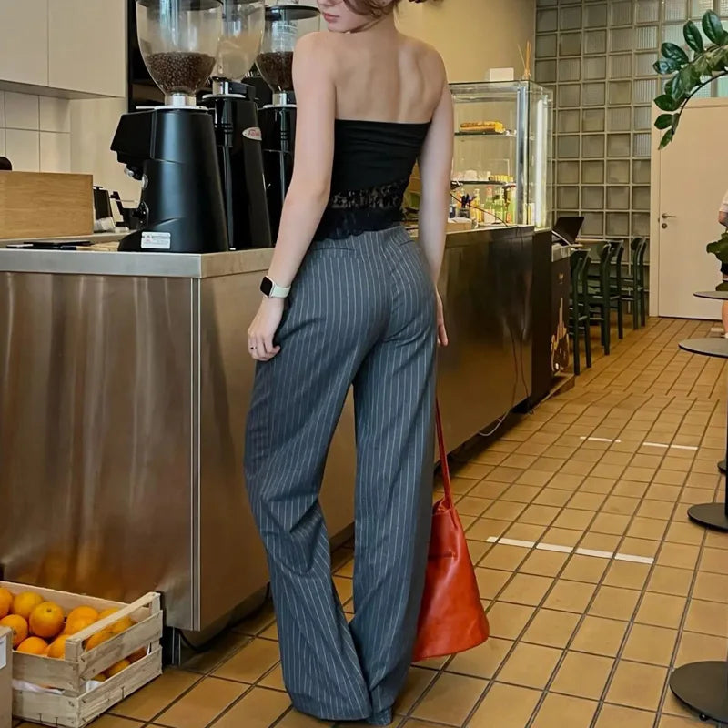 Formal Striped Baggy Pants