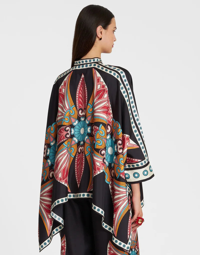 Kimono - Dark Grey Flowers