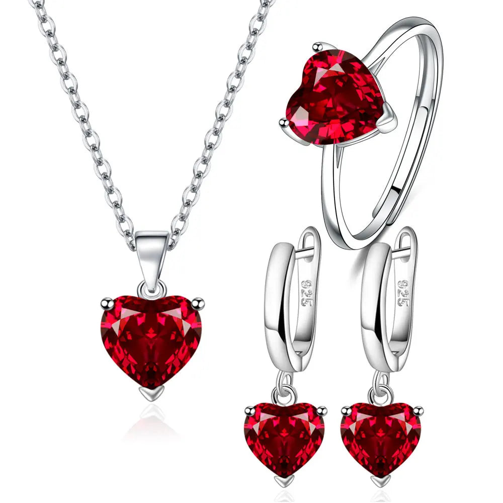 925 Silver Jewelry Set - Heart Zircon