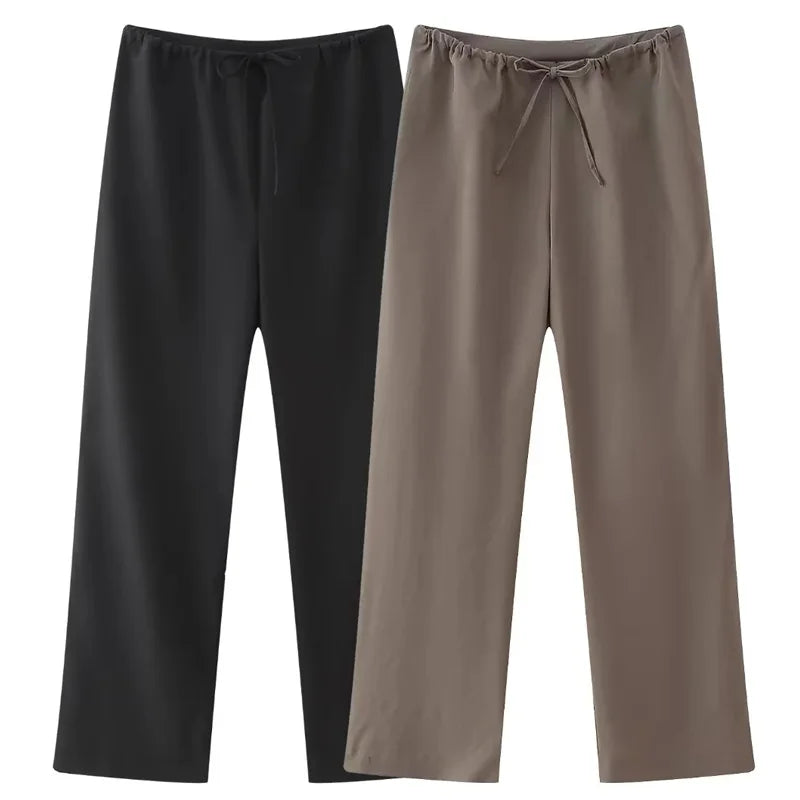 Halter Neck Blouse and Wide Leg Pants Set