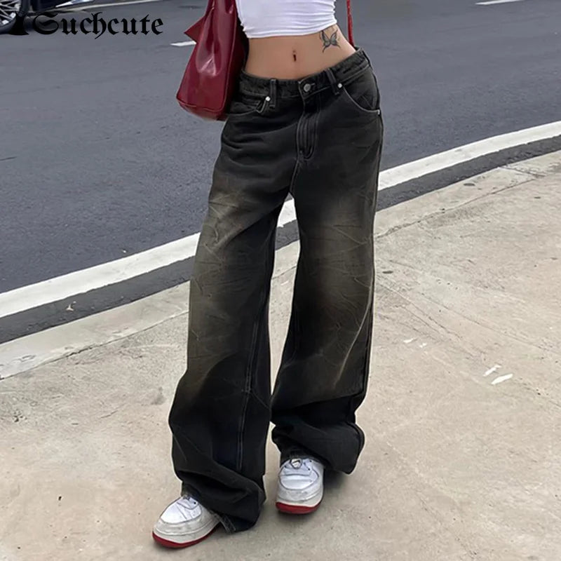 Low-waisted, baggy, punk Y2k style jeans