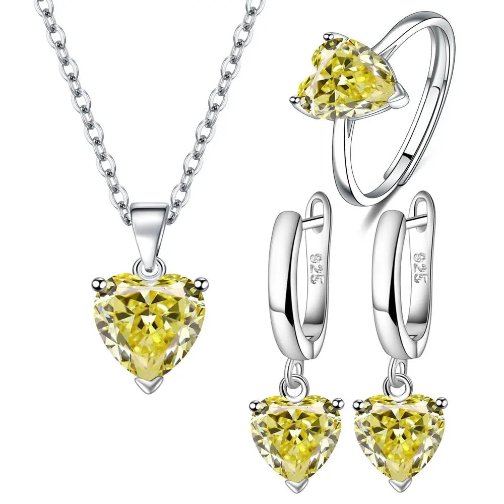 925 Silver Jewelry Set - Heart Zircon