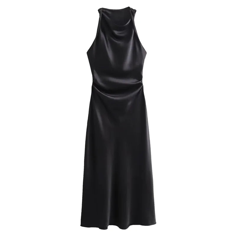 Draped Satin Dress – Elegant