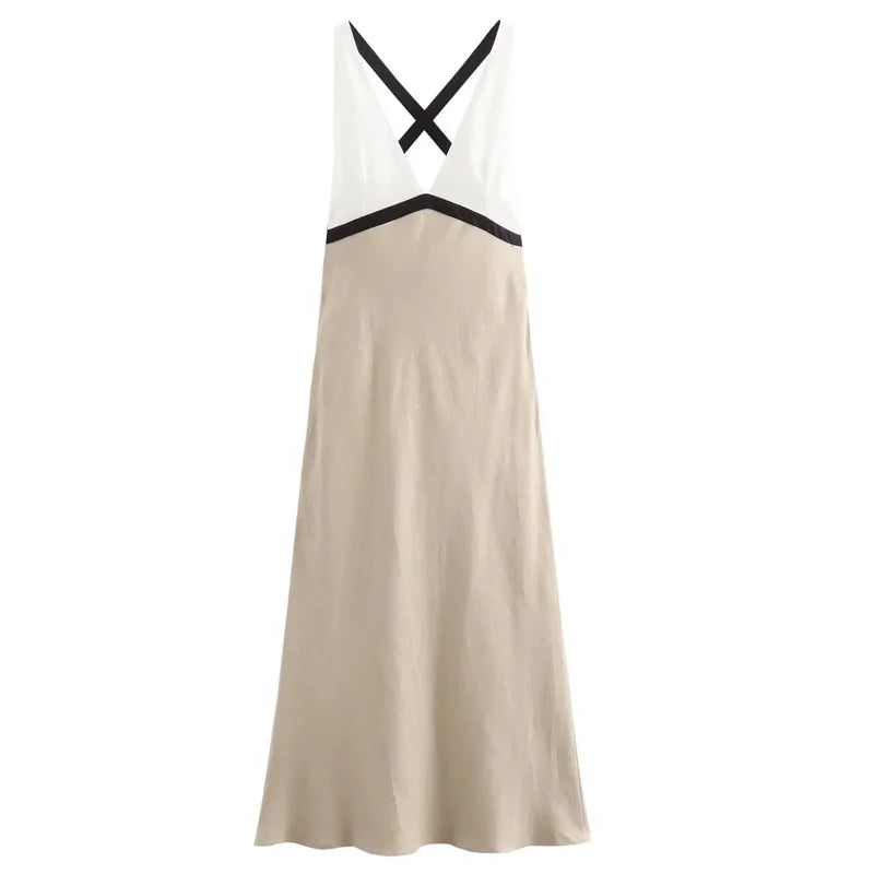 Women's Halter Neckline Open Back Dress