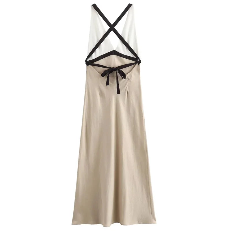 Women's Halter Neckline Open Back Dress