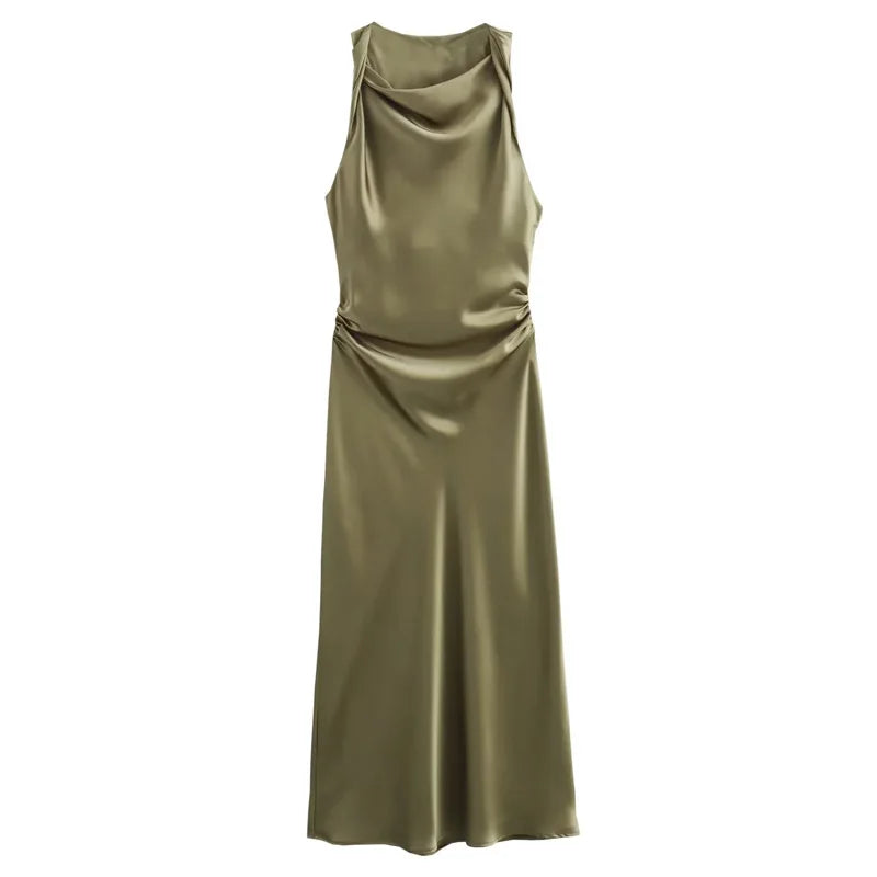 Draped Satin Dress – Elegant