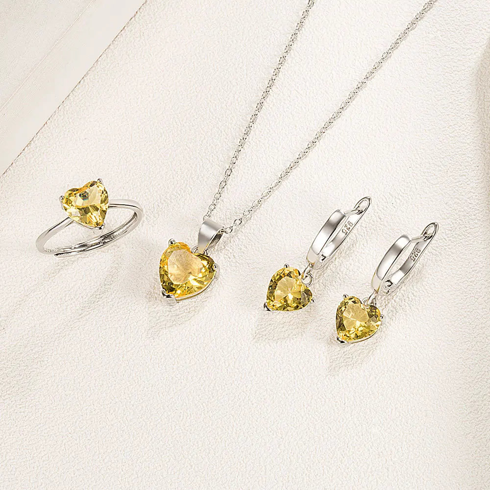 925 Silver Jewelry Set - Heart Zircon