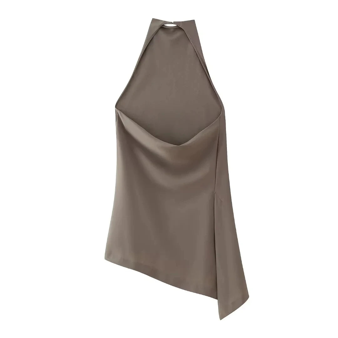 Halter Neck Blouse and Wide Leg Pants Set