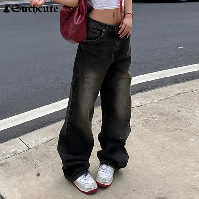 Low-waisted, baggy, punk Y2k style jeans
