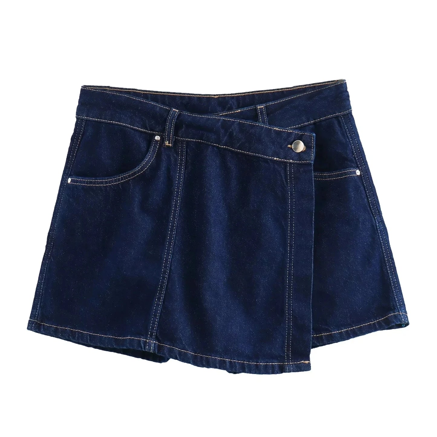 Short skirt and short top set in jeans