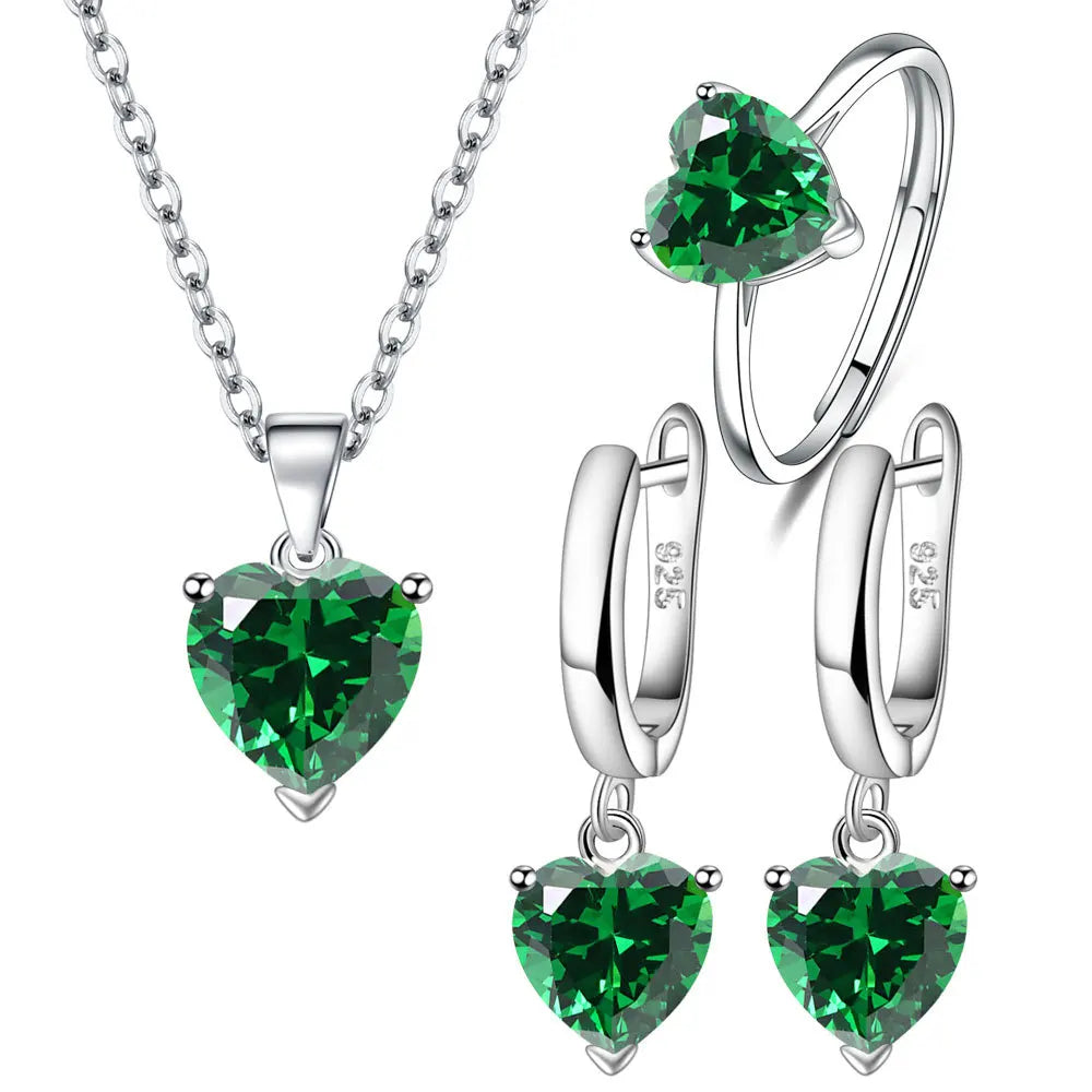 925 Silver Jewelry Set - Heart Zircon