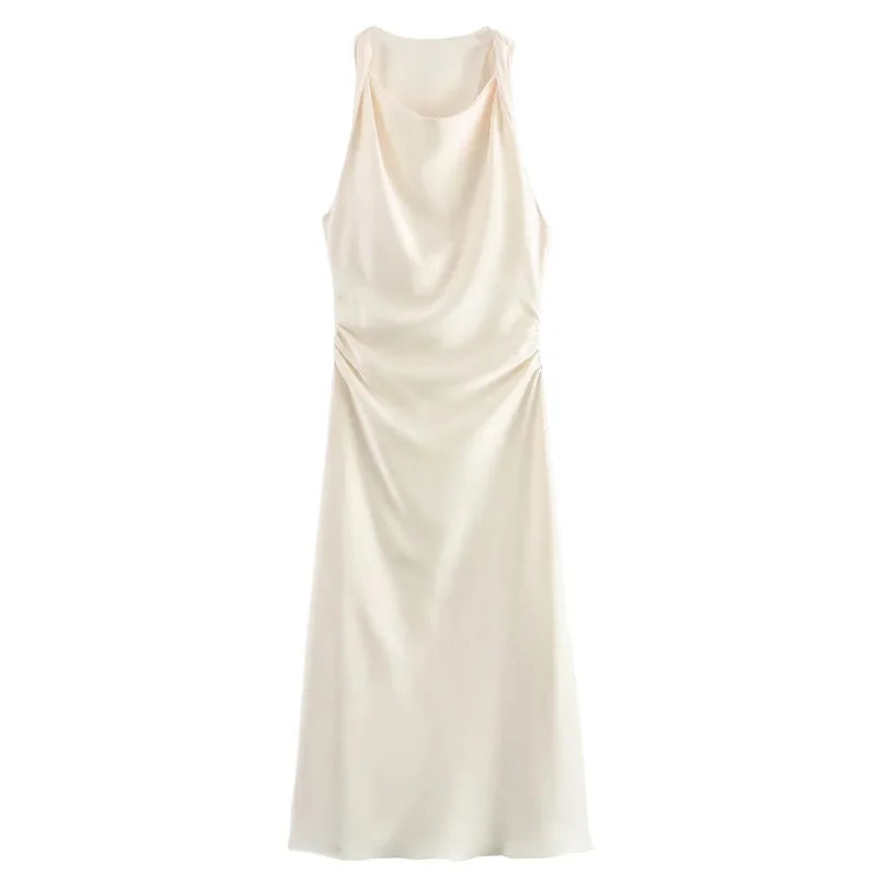 Draped Satin Dress – Elegant