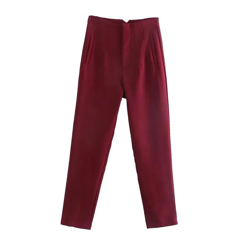 Elegant High Waisted Pants in Neutral Tones