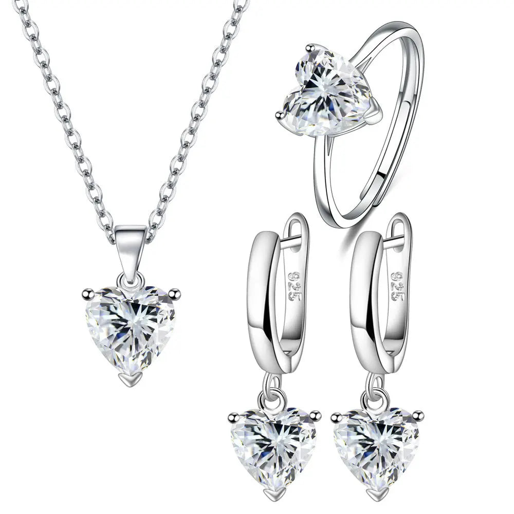 925 Silver Jewelry Set - Heart Zircon
