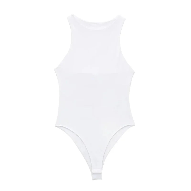 Casual Style Sleeveless Bodysuit