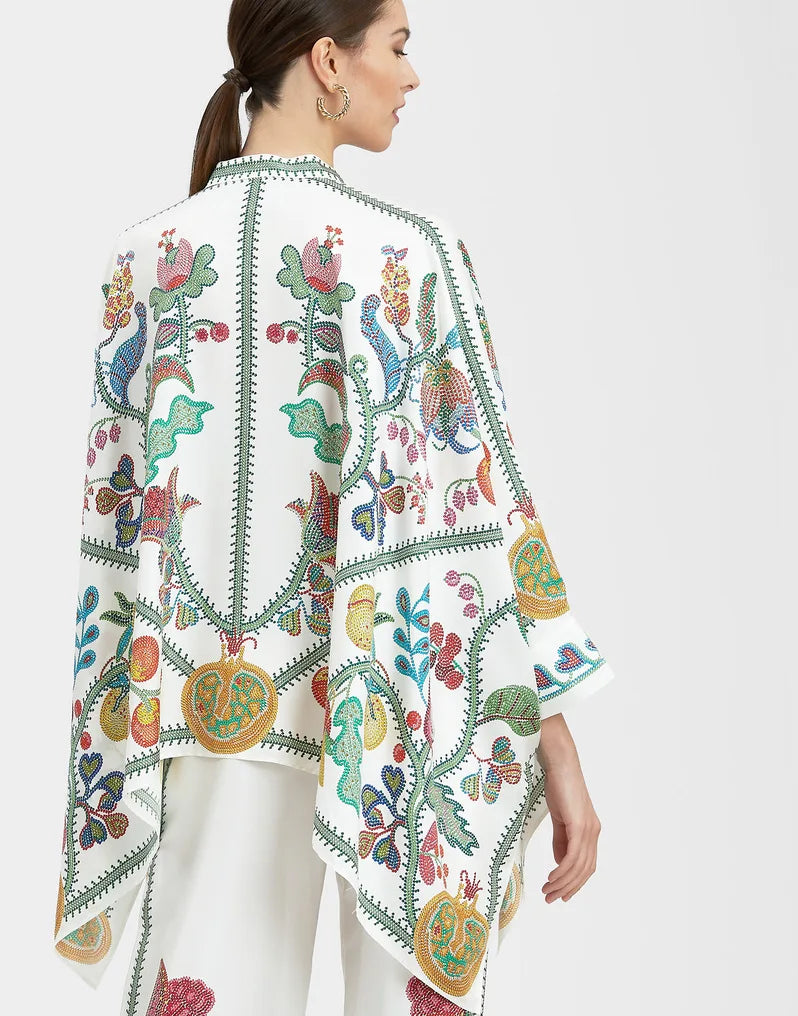 Kimono - White - Colorful Flower