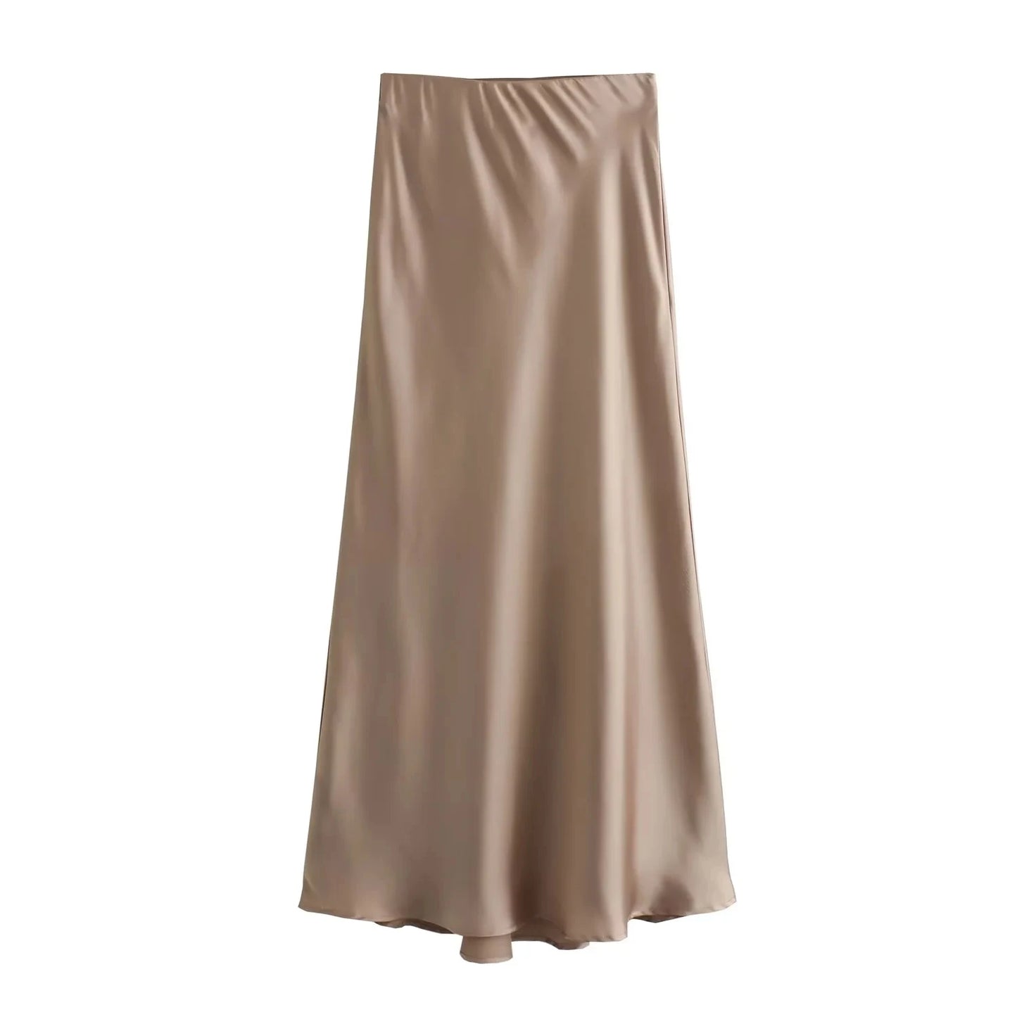 Women's High Waisted Satin Maxi Skirt