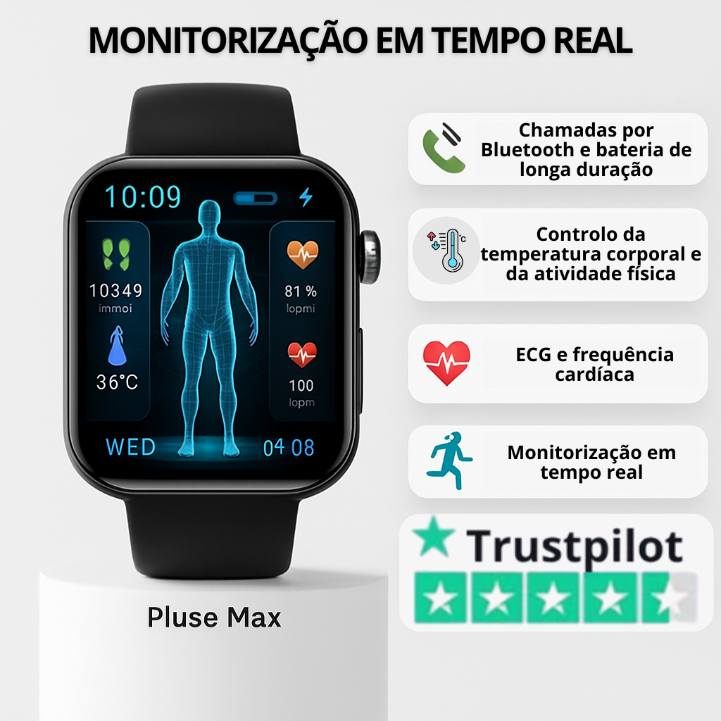 SmartHealth Duo™: Relógio inteligente + oxímetro portátil.