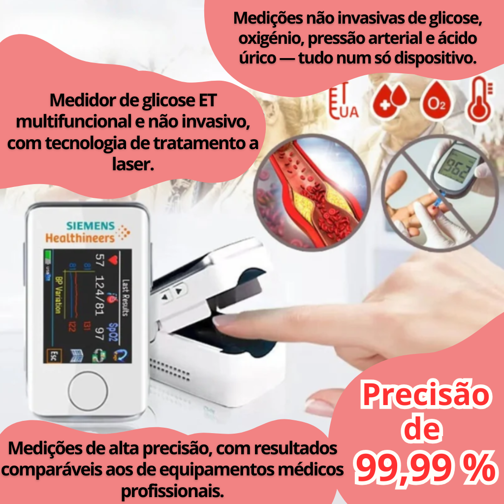 Oxímetro + Medidor de tensão arterial — controlo total da sua saúde em segundos.