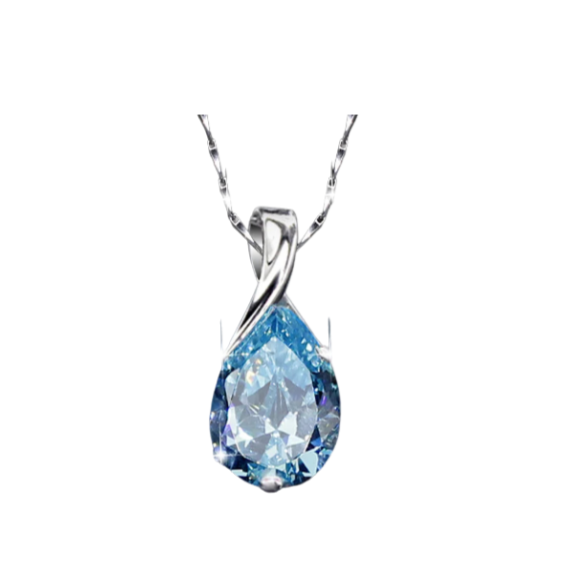 925 Sterling Silver Angel Tears Blue Crystal