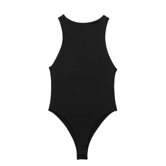 Casual Style Sleeveless Bodysuit