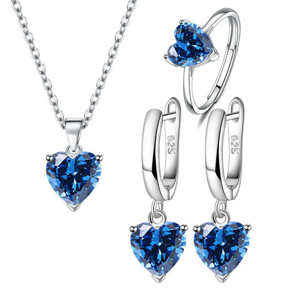 925 Silver Jewelry Set - Heart Zircon