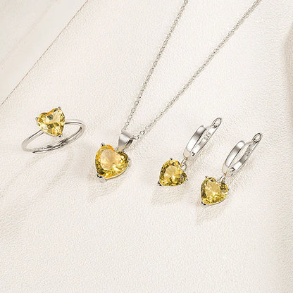925 Silver Jewelry Set - Heart Zircon