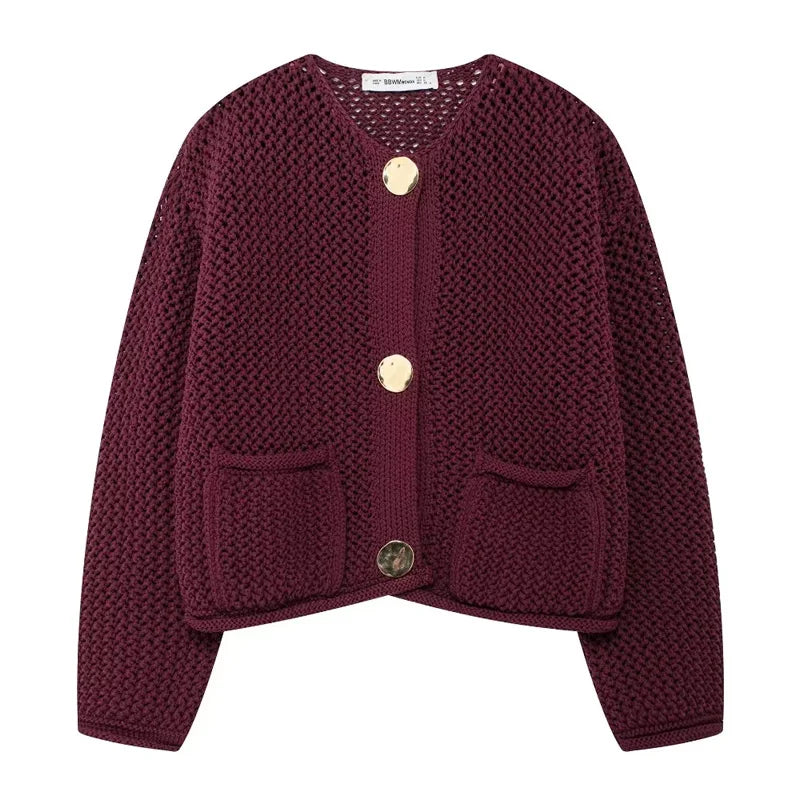 Cardigan maglione lavorato a maglia