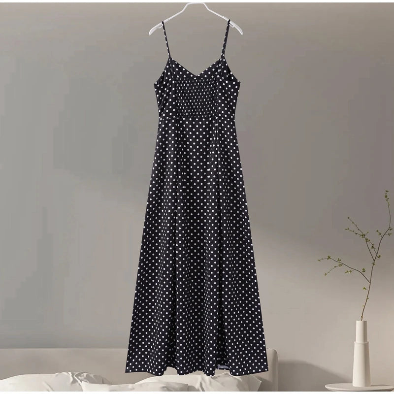 Vestito Lungo con Stampa a Punti