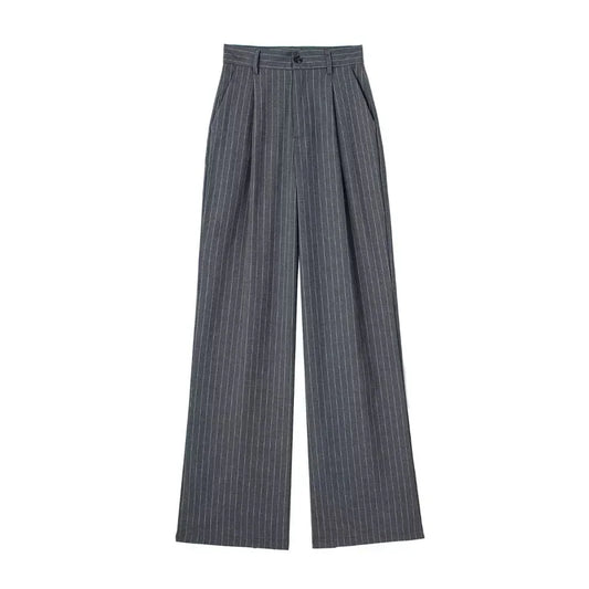 Pantaloni Baggy a Righe Formali