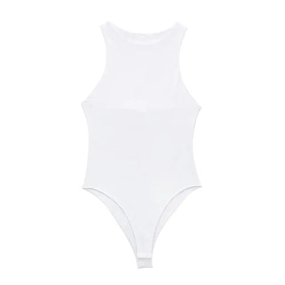 Casual Style Sleeveless Bodysuit